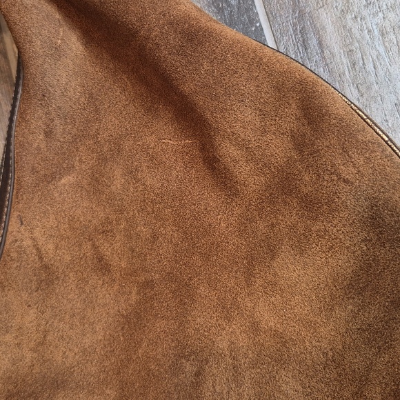 Donald J Pliner Brown Suede Braided Leather Handle Studded Hobo Bag - Picture 11 of 16